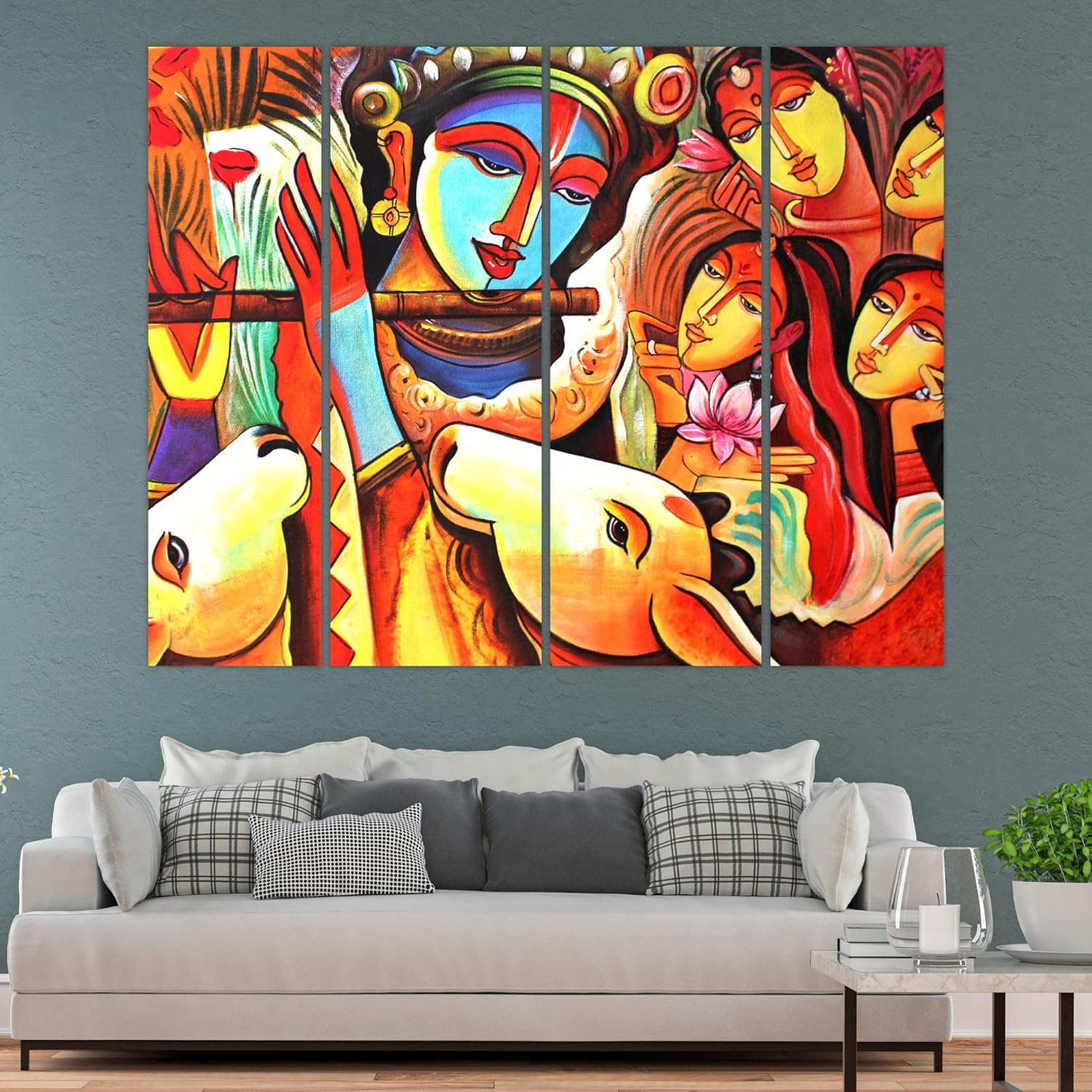 inep-b0cgjqtjxw-close-up-of-cow-nt-your-blessings_-framed-radha-krishna-multi-frame-wall-art-highlighting-the-matte-finish.jpg